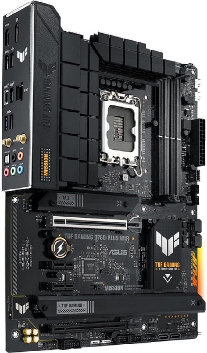 ASUS TUF GAMING B760-PLUS WIFI (13th and 12th Gen)LGA 1700 ATX motherboard with PCIe 5.0, 3xPCIe 4.0 M.2 slots,DDR5,2.5Gb LAN,USB 3.2 Gen 2x2 Type-C, front USB 3.2 Gen 2 Type-C, Thunderbolt 4, AEMP II ASUS TUF GAMING B760-PLUS WIFI (13th and 12th Gen)LGA 1700 ATX motherboard with PCIe 5.0, 3xPCIe 4.0 M.2 slots,DDR5,2.5Gb LAN,USB 3.2 Gen 2x2 Type-C, front USB 3.2 Gen 2 Type-C, Thunderbolt 4, AEMP II